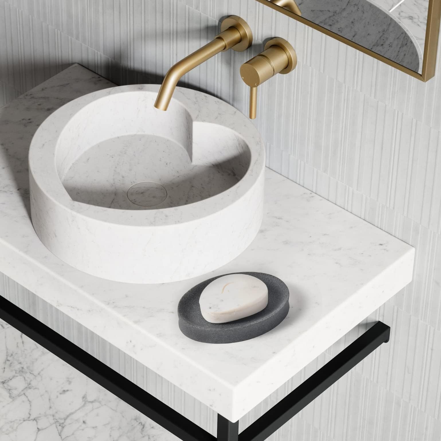 Imeea Soap Dish Resin Soap Tray Soap Holder Sponge Hand Soap Dish Holder For Bathroom Shower Kitchen Sink Counter (Grey)